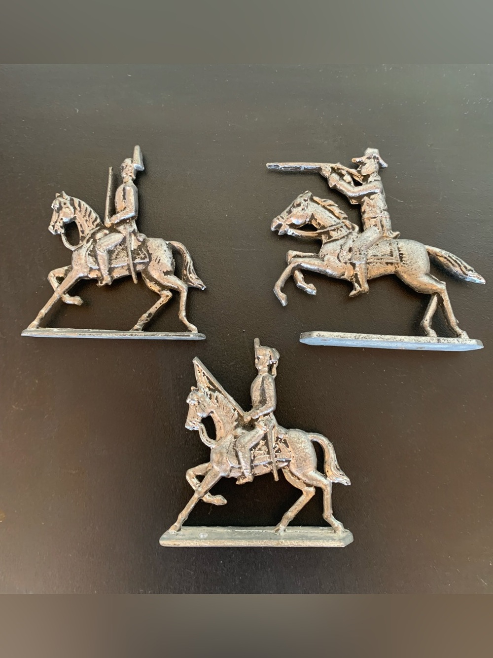 Vintage Cast Metal Cavalry Toy Soldiers - Set of 3 Miniature Cavalry Soldiers